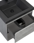 24"-47" Floating Dark Grey Corner Vanity with Matte Black Sink - 2 Soft Close Drawers