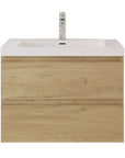 Oakmere Series 30" Natural Oak Bathroom Floating Vanity with Resin Sink & 2 Soft-Close Drawers