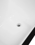 Nectar Series 49" black soaking tub with a chrome side drain cover.