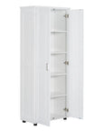 71.25” High White Tower Cabinet Bathroom – 5 Adjustable Shelves, Anti-Tip Design & Space-Saving Storage