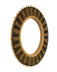Side angle view of the 23-inch bamboo mirror with natural and black woven frame | Ace Decor