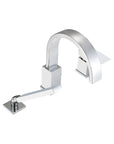 Top view of FLUNIX Chrome Waterfall Roman Tub Faucet with handheld shower and single lever handle.