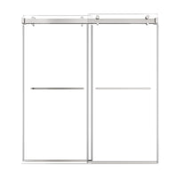 72 x 76 chrome frameless shower door sliding design with dual towel bar handles and modern minimalist style | Ace Decor