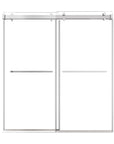 72 x 76 brushed nickel shower doors frameless design with dual glass panels and minimalist towel bar handles | Ace Decor
