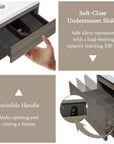 Oakmere Series 24" Ash Grey Bathroom Floating Vanity with Resin Sink & 2 Soft-Close Drawers