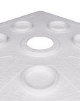 Close-up detail on the reinforced structural ribs of the 36"x36" neo angle shower base.