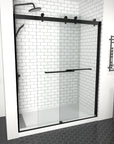 Aurevo-X Series 60" x 74" Minimalist Frameless Sliding Shower Door In Matte Black