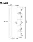 Dimensions of the 71.25” High White Tower Cabinet Bathroom