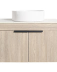 30" bathroom vanity with vessel sink 30 inch front view with cylindrical white basin and wall-mounted oak cabinet | Ace Decor
