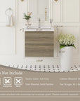 Oakmere Series 24" Ash Grey Bathroom Floating Vanity with Resin Sink & 2 Soft-Close Drawers