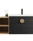 40 inch bathroom vanity for powder room with side open shelf storage and integrated sink | Ace Decor