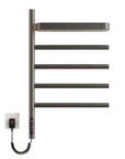 minimalist gray heated towel rack with shelf 18 x 27 wall-mounted design with four bars | Ace Decor