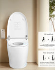 Off-seat auto flush and foot sensor flush of LUXOVA Smart Bidet Toilet.