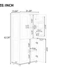 Dimensions of the 62”(H) Freestanding Bathroom Floor Storage Cabinet.
