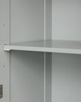 Grey Valmor 68.1 inch tall bathroom storage cabinet with adjustable shelves.