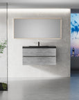 24"-47" Floating Dark Grey Corner Vanity with Matte Black Sink - 2 Soft Close Drawers