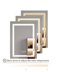Hawley 26 inch LED light mirror bathroom cabinet with adjustable color temperature, showing warm 3000K, neutral 4500K, and cool 6000K lighting.