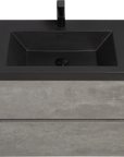 24"-47" Floating Dark Grey Corner Vanity with Matte Black Sink - 2 Soft Close Drawers