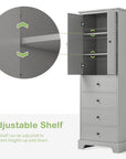 Flexible storage setup with the adjustable shelf on Grey 68” Bathroom Linen Cabinet.