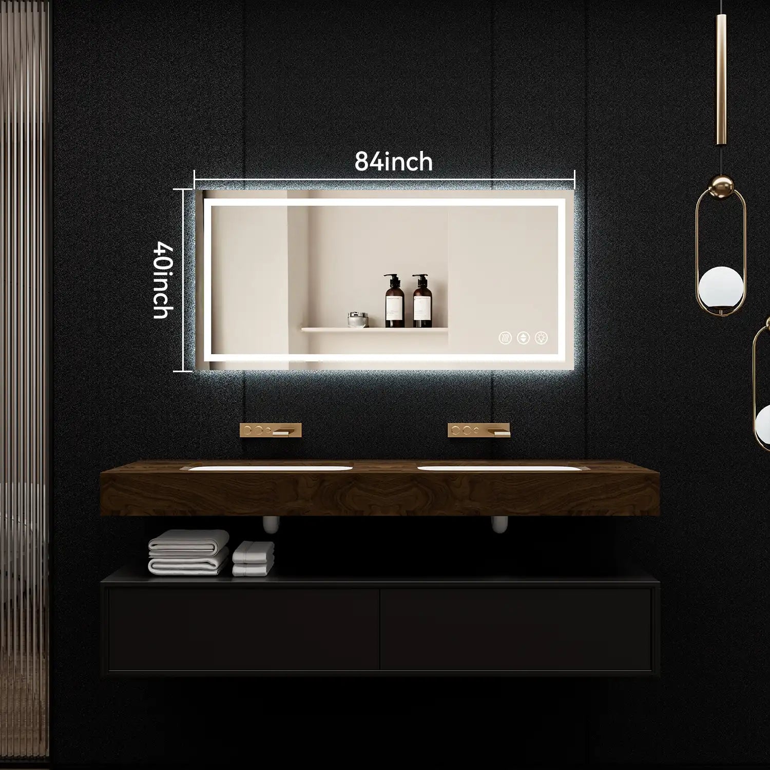 84"*40" Adjustable LED Bathroom Vanity Mirror with Brightness Memory – Anti Fog