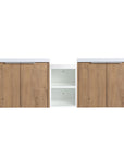 Monterey Series 60" Double Floating Bathroom Vanity in Imitative Oak with Side Cabinet and Integrated Sink