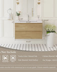 Oakmere Series 36" Natural Oak Bathroom Floating Vanity with Resin Sink & 2 Soft-Close Drawers