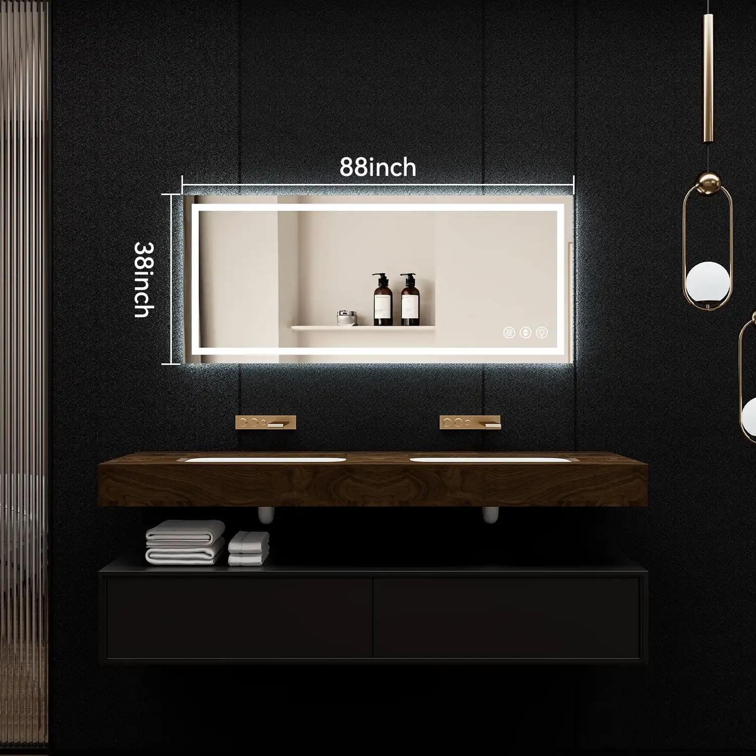 88"*38" Adjustable LED Bathroom Vanity Mirror with Brightness Memory – Anti Fog