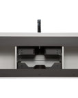 48 inch white floating bathroom vanity showing internal structure and U-shaped drawer clearance | Ace Decor