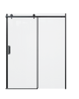 60‘’ x 74'' Black Frameless Single Sliding Shower Door - Quiet Glide, Stainless Steel Rail, 8mm Glass