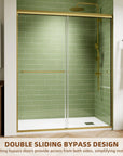 Front view of the 60 x 72 framed shower door showcasing the double sliding bypass design for two-way access | Ace Decor