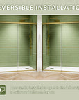 Side-by-side views of the 60 x 72 framed shower door showing reversible left or right installation options | Ace Decor