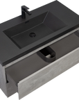 24"-47" Floating Dark Grey Corner Vanity with Matte Black Sink - 2 Soft Close Drawers