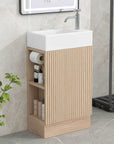 Bathroom Vanity Cabinet with Sink Two-tier Shelf COLOR:walnut