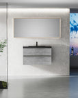 24"-47" Floating Dark Grey Corner Vanity with Matte Black Sink - 2 Soft Close Drawers