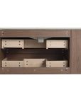 36" wall-mounted vanity underside view showing drawer structure for 36 inch wall mounted bathroom | Ace Decor