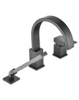 FLUNIX Matte Black Brass Waterfall Roman Deck Mounted Tub Faucet Set with Hand Shower.