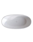 White background product image of the Abyss Series soaking tub, highlighting its smooth white solid surface finish.