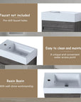 Aeris Series 18" Wall-Mounted Bathroom Vanity with Integrated Sink, Plaid Grey Oak