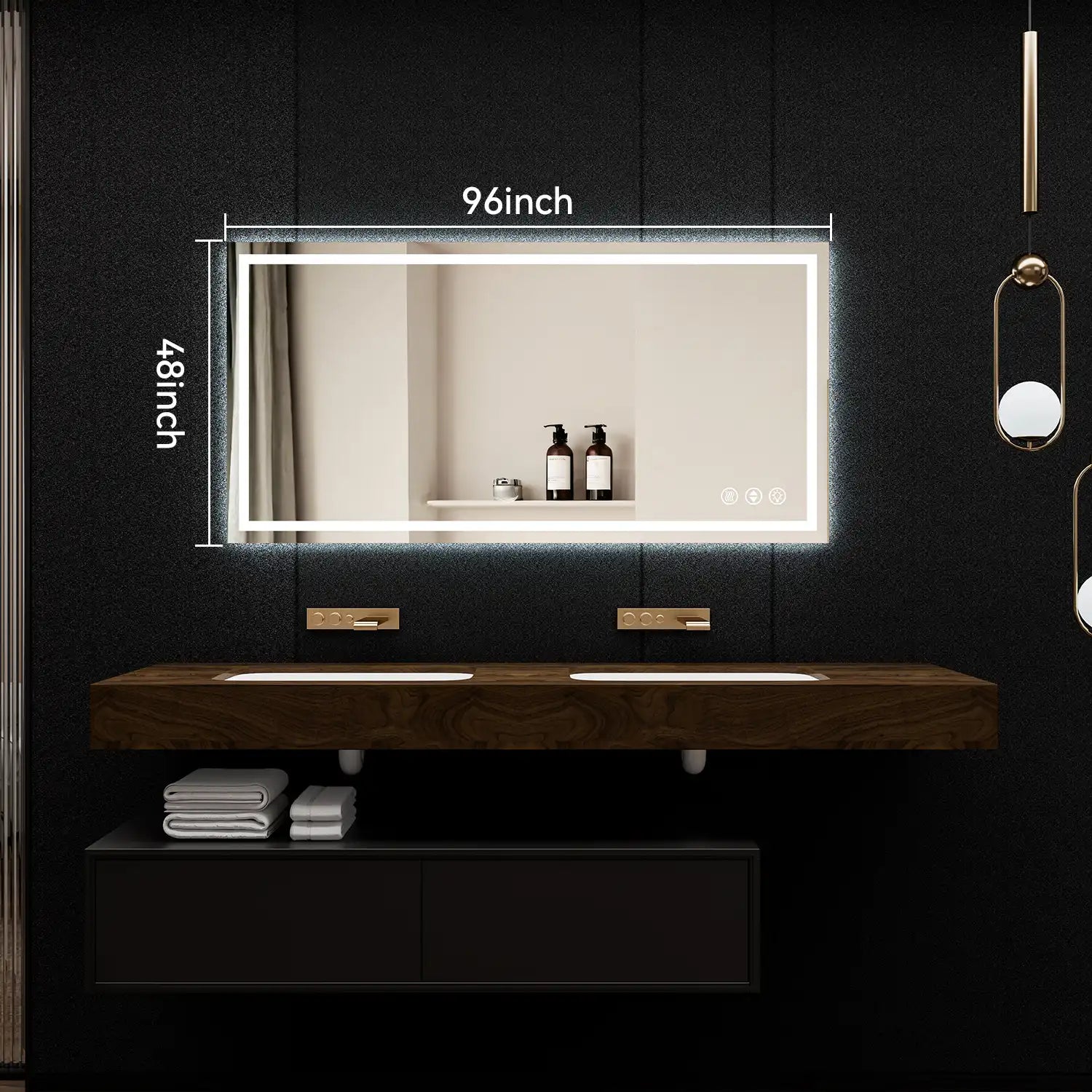 96"*48" Adjustable LED Bathroom Vanity Mirror with Brightness Memory – Anti Fog