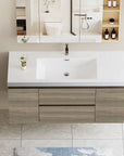 48 inch bathroom vanity with spacious drawers and clean-lined ash grey cabinet, top-down view | Ace Decor