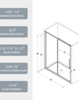 Brivio Series 54" x 72" Black Framed Single Sliding Shower Door - Magnetic Seal, 6mm Tempered Glass