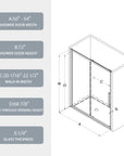 Dimension diagram of the 54" x 72" Brivio Series sliding shower door.