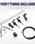 Harbor Series matte black faucet package with sprayer, handles, hoses and installation kit