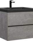 24"-47" Floating Dark Grey Corner Vanity with Matte Black Sink - 2 Soft Close Drawers