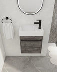 Aeris Series 18" Wall-Mounted Bathroom Vanity with Integrated Sink, Plaid Grey Oak