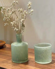 Glass candle holder cup-Green