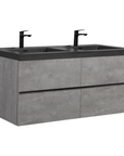 23''-47'' Floating Dark Grey Corner Vanity with Matte Black Sink - 2 Soft Close Drawers
