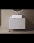 30" X 19" X 33" Bathroom Vanity with Sink: Freestanding Storage Cabinet, White Ceramic Basin, Carrara Stone Countertop color: White