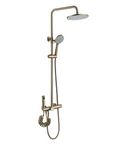 Brushed Gold Dual Shower Head System – 360° Rainfall & 5-Function Handheld