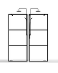 34" x 72" Glass Shower Door and Panel – Matte Black Framed Walk-In Screen with Stabilizer Bar & 3-Grid Design